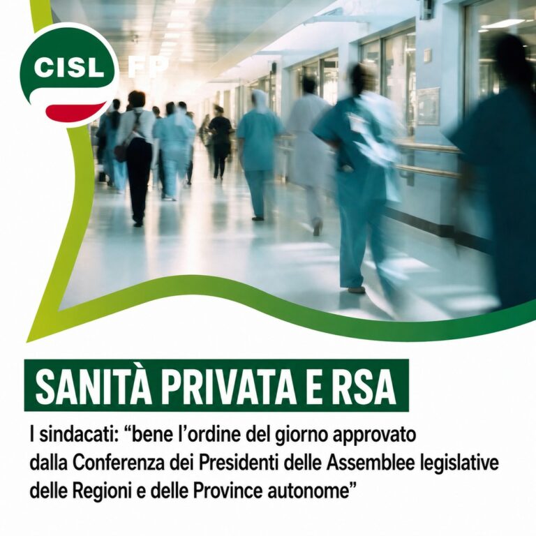 Sanità privata e RSA, i sindacati: “ bene l’ordine del giorno approvato dalla Conferenza dei Preside