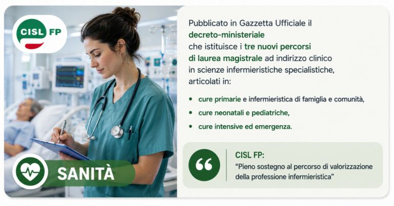 Nuove lauree magistrali cliniche per Infermieri: il punto della CISL FP