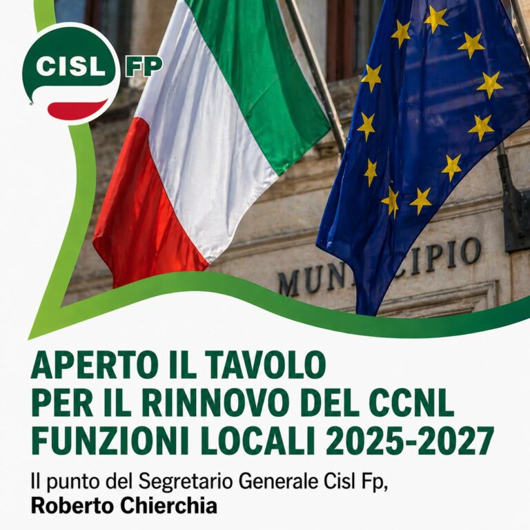 Enti Locali. Chierchia (Cisl Fp): “Al via il contratto 2025-2027 grazie alla firma del triennio prec